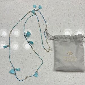 Kendra Scott Aqua and Gold Tassel Necklace